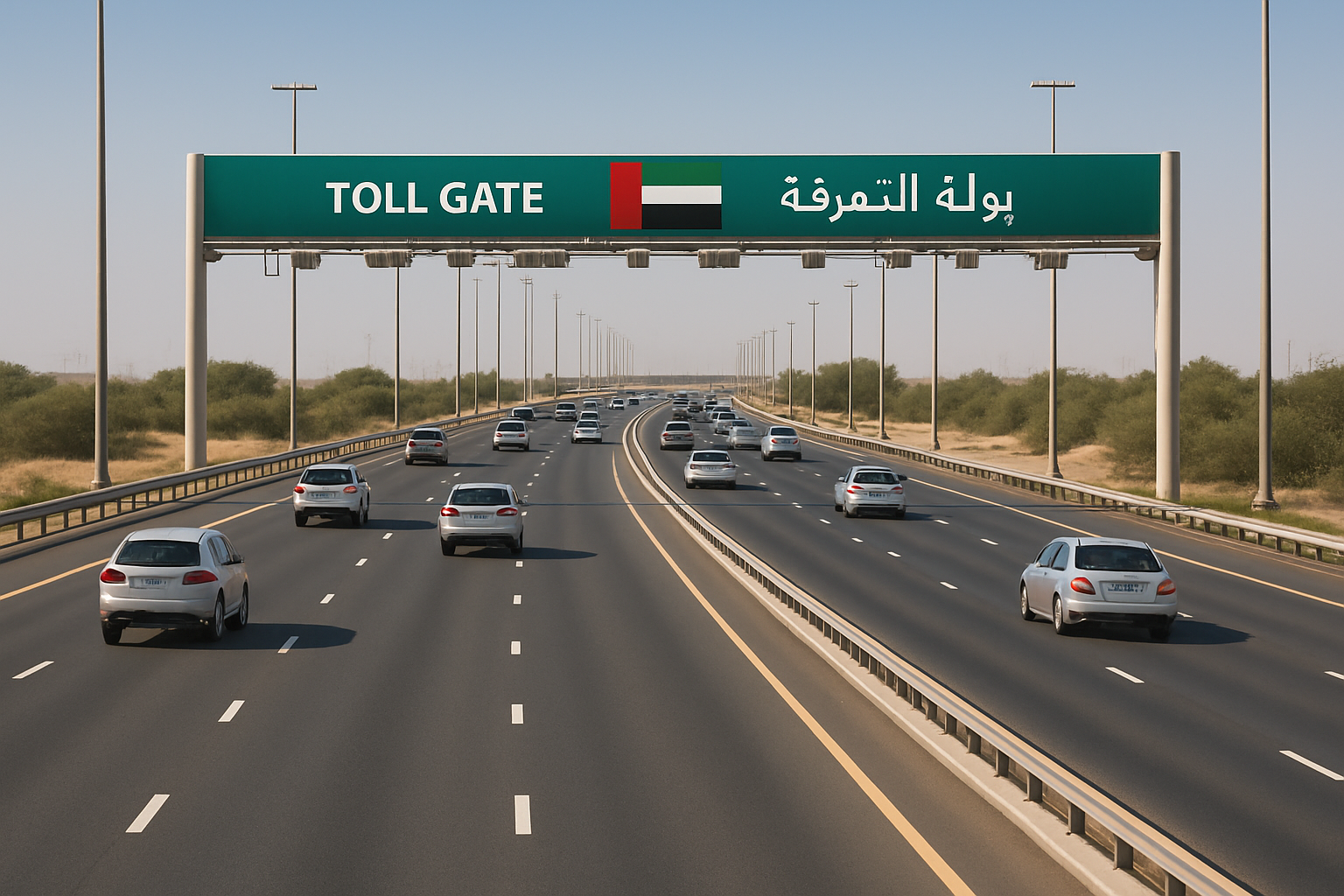 Smooth traffic flow on a well-maintained toll road in the UAE